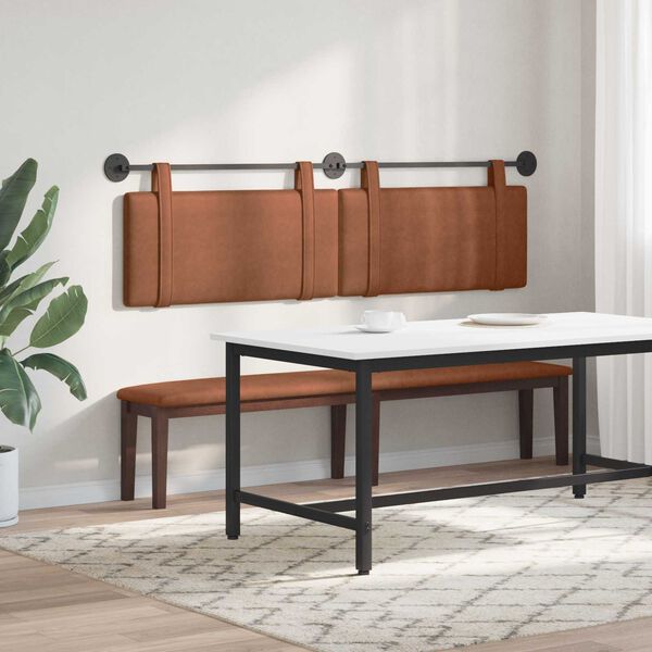 vidaXL Cabecera Colgante Liso Marr&oacute;n 190 x 55 x 5 cm PU antiguo