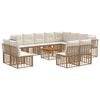 vidaXL Conjunto de sof&aacute;s de exterior 13 uds. 12 plaza Natural y Crema