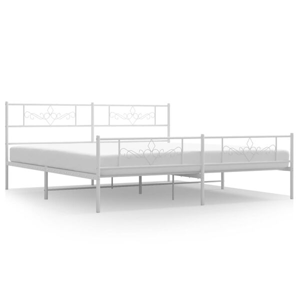 vidaXL Estructura cama sin colch&oacute;n con estribo metal blanco 180x200 cm