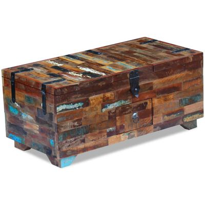 vidaXL Mesa de centro baúl de madera maciza reciclada 80x40x35 cm