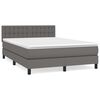 vidaXL Cama box spring con colch&oacute;n cuero sint&eacute;tico gris 140x190 cm