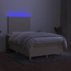vidaXL Cama box spring con colch&oacute;n y luces LED tela crema 120x190 cm
