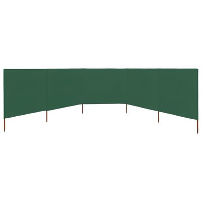 vidaXL Paravientos de playa de 5 paneles tela verde 600x120 cm