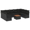vidaXL Set de sof&aacute;s de jard&iacute;n 10 pzas cojines rat&aacute;n sint&eacute;tico negro