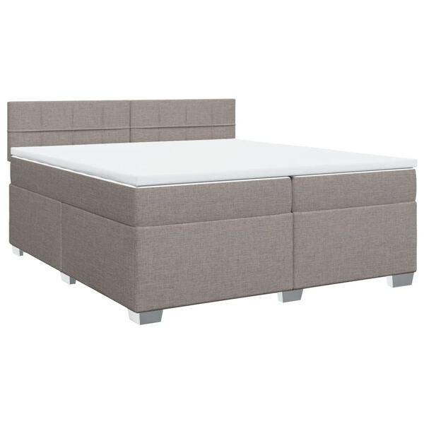 vidaXL Cama box spring con colch&oacute;n tela gris taupe 200x200 cm