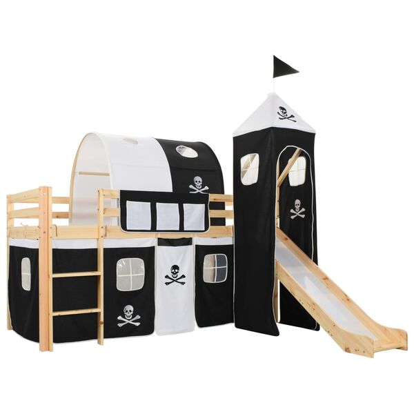 vidaXL Cama alta para ni&ntilde;os tobog&aacute;n y escalera madera pino 97x208 cm