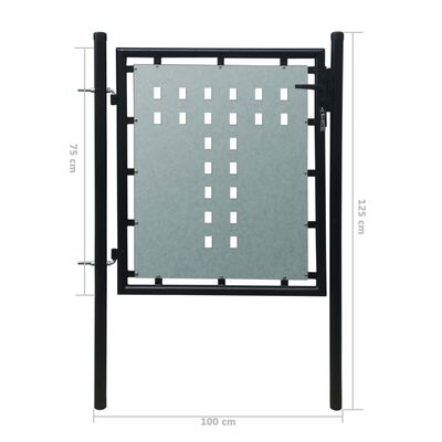 vidaXL Puerta de valla de jardín negra 100x125 cm