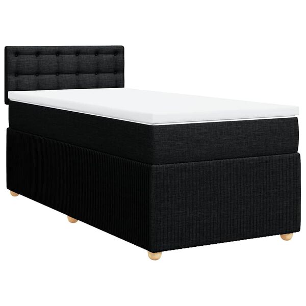 vidaXL Cama box spring con colch&oacute;n tela negro 90x190 cm