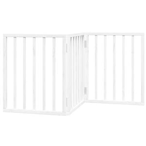vidaXL Puerta para perros plegable 3 paneles madera &aacute;lamo blanca 150cm