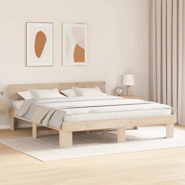 vidaXL Estructura de cama Natural 180 x 200 cm Madera de pino macizo