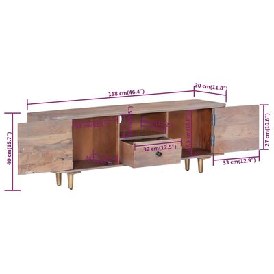 vidaXL Mueble de TV de madera maciza de acacia 118x30x40 cm