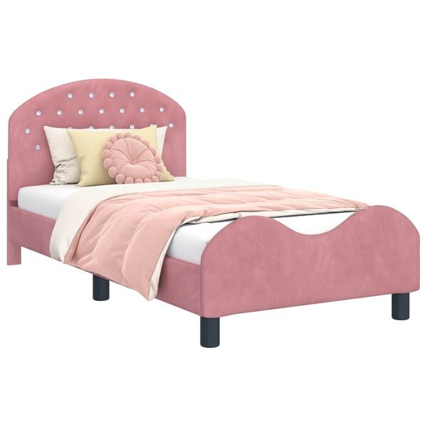 vidaXL Cama para niños con cabecero Rosa 80 x 160 cm Terciopelo