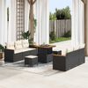 vidaXL Conjunto de sof&aacute;s de jard&iacute;n con coj&iacute;n 11 pcs Negro y crema