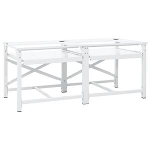 vidaXL Soporte pedestal doble lavadora con estantes extra&iacute;bles blanco