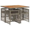 vidaXL Set comedor de jard&iacute;n 5 piezas con cojines rat&aacute;n sint&eacute;tico gris