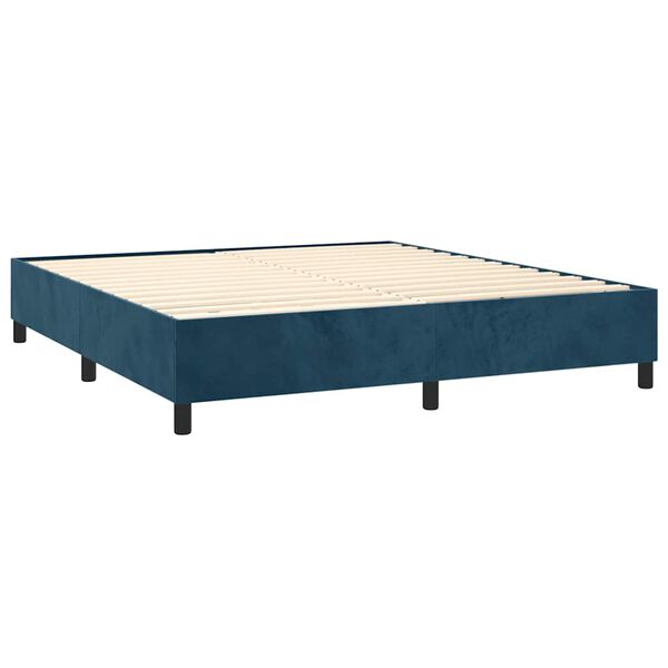 vidaXL Cama box spring con colch&oacute;n terciopelo azul oscuro 160x200 cm
