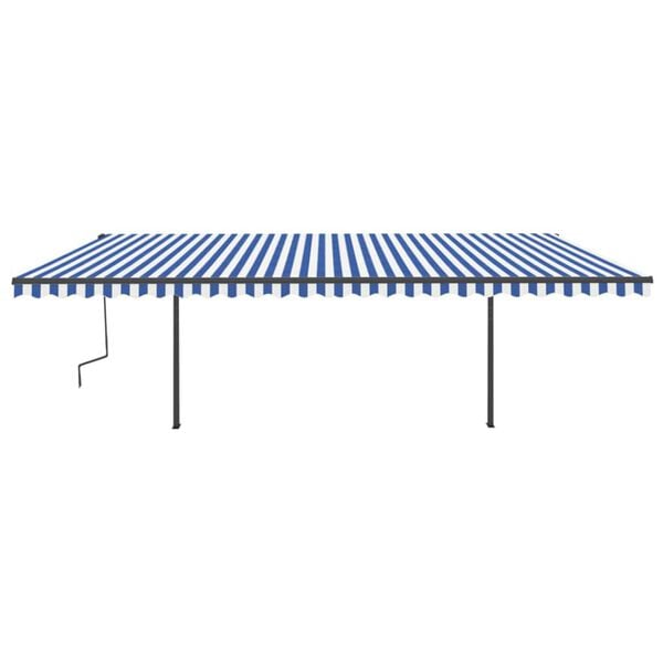 vidaXL Toldo retr&aacute;ctil autom&aacute;tico con postes azul y blanco 6x3 m