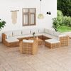 vidaXL Muebles de jard&iacute;n 12 pzas con cojines crema madera maciza teca