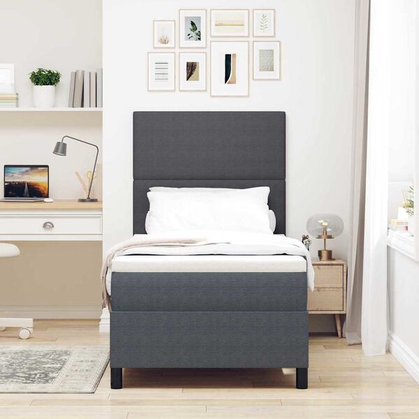 vidaXL Cama tipo Box Spring Gris Oscuro y 100 x 200 cm Tela de Pana