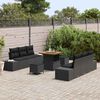 vidaXL Conjunto de sof&aacute;s de jard&iacute;n con coj&iacute;n 9 pcs Negro Polirat&aacute;n