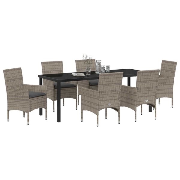 vidaXL Conjunto de Comedor de Jard&iacute;n 7 pcs Gris rat&aacute;n sint&eacute;tico