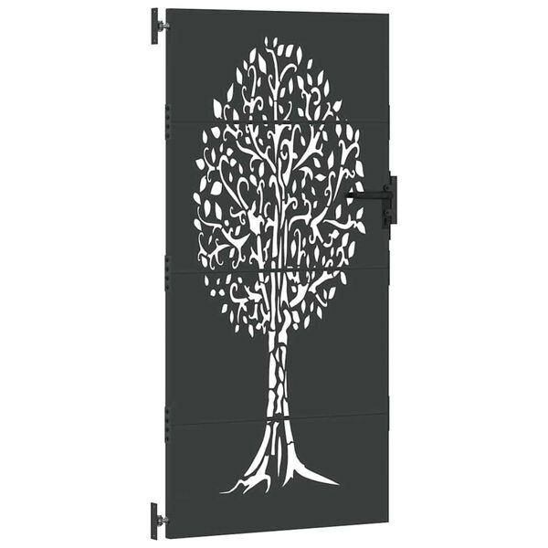 vidaXL Puerta de jard&iacute;n con cerradura Negro 94 x 175 cm