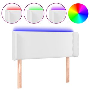 vidaXL Cabecero con LED cuero sint&eacute;tico blanco 103x16x78/88 cm