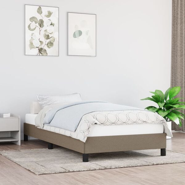 vidaXL Estructura de cama sin colch&oacute;n tela gris taupe 80x200 cm