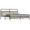 vidaXL Estructura de cama sin colch&oacute;n metal roble ahumado 180x200 cm