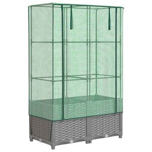 vidaXL Maceta de jard&iacute;n con cubierta de invernadero y ruedas 2 uds. PP