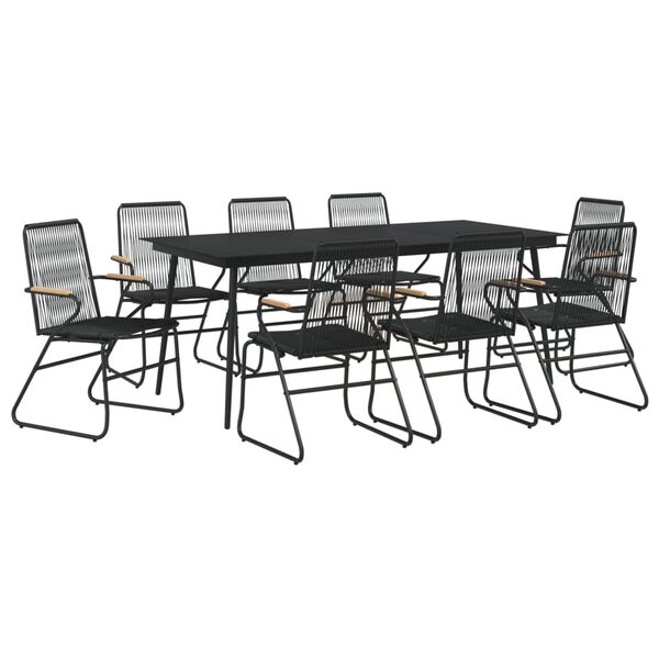vidaXL Juego de comedor de jardín 9 piezas ratán PVC negro