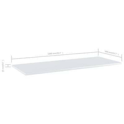 vidaXL Estante para estantería 4 uds madera blanco brillo 100x40x1,5cm