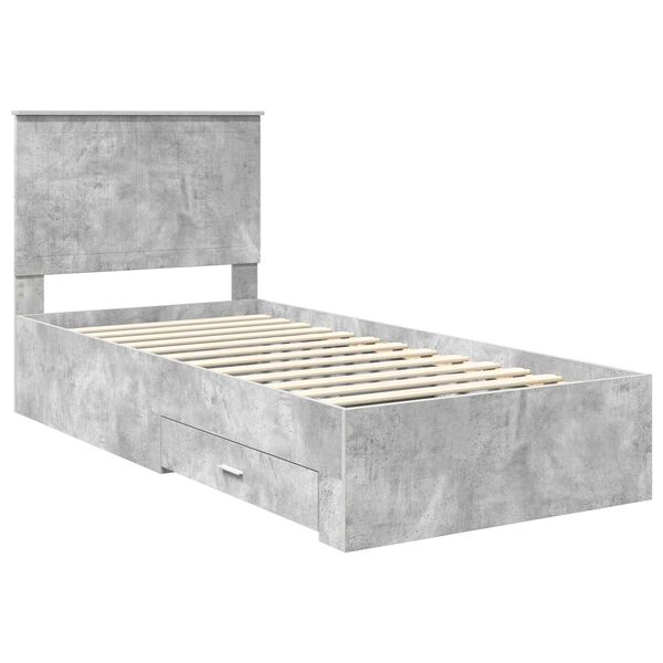 vidaXL Estructura de cama con cabecera Gris Concreto 90 x 200 cm