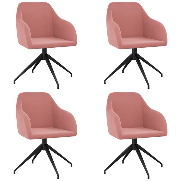 vidaXL Sillas de comedor 4 unidades terciopelo rosa