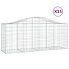 vidaXL Cestas de gaviones 15 uds forma de arco hierro 200x50x80/100 cm