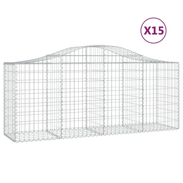 vidaXL Cestas de gaviones 15 uds forma de arco hierro 200x50x80/100 cm