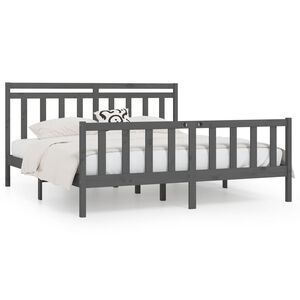 vidaXL Estructura de cama sin colch&oacute;n madera de pino gris 200x200 cm