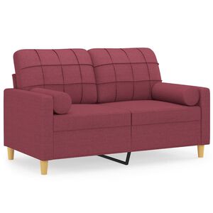vidaXL Sof&aacute; de 2 plazas con cojines tela rojo tinto 120 cm