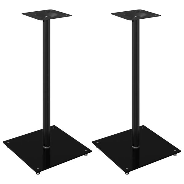 vidaXL Soportes de altavoces 2 uds vidrio templado negro 1 pilar