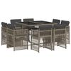 vidaXL Set comedor jard&iacute;n 9 pzas y cojines rat&aacute;n sint&eacute;tico gris
