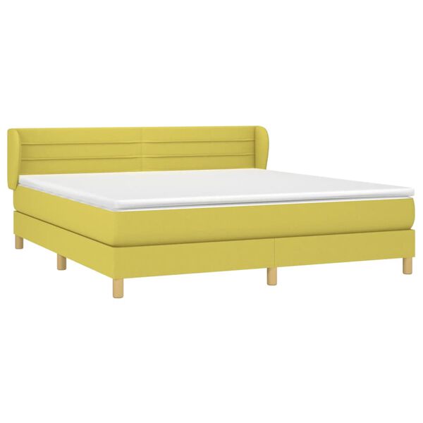 vidaXL Cama box spring con colch&oacute;n tela verde 180x200 cm