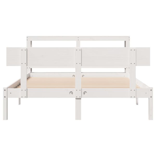 vidaXL Estructura de cama sin colch&oacute;n madera maciza blanca 120x190 cm