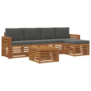 vidaXL Conjunto de sof&aacute;s de exterior 6 uds. Natural y Antracita