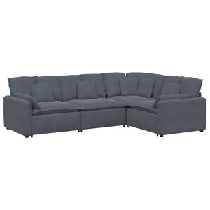 vidaXL Sof&aacute; modular con cojines terciopelo gris oscuro