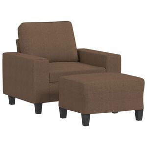 vidaXL Sill&oacute;n con taburete tela marr&oacute;n 60 cm