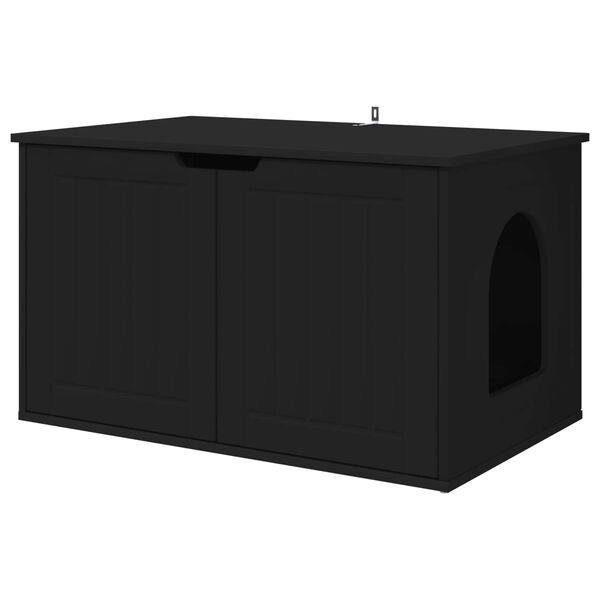 vidaXL Casa para Gatos Negro 85 x 55 x 50,5 cm Madera de ingenier&iacute;a