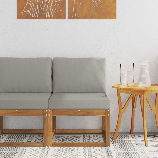 vidaXL Sof&aacute; intermedio de exterior Madera de Acacia S&oacute;lida