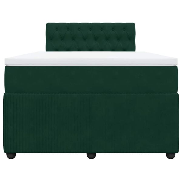 vidaXL Cama box spring con colch&oacute;n terciopelo verde oscuro 120x200 cm