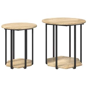 vidaXL Conjunto de mesas auxiliares 2 uds. Marr&oacute;n 50 x 50 x 50,5 cm