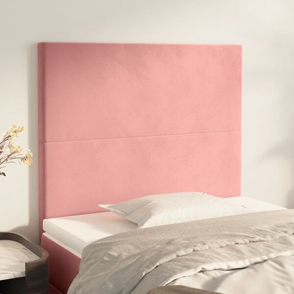 vidaXL Cabecero de cama rosa 90x5x118/128 cm Terciopelo
